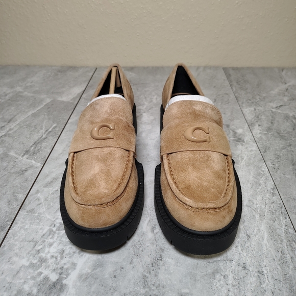 Coach Leah Suede Loafers Peanut Platform Lug Sole Size 6.5 B - Picture 3 of 12